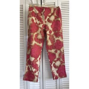 Sigrid Olsen Sz 10P Sport Women's Pink/Beige Floral Pattern Ankle Pant Slacks